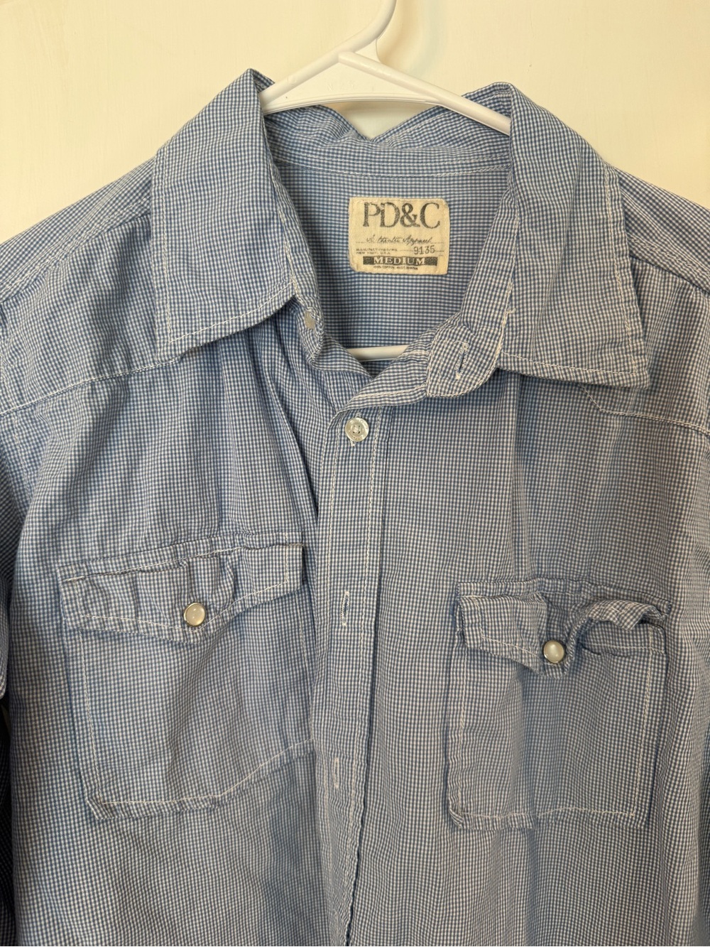 PD&C Men’s Light Blue Micro-Check Button-Down Shirt
